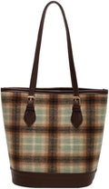 Women's Aesthetic Capacity Casual Bucket Bag Vintage Shoulder Bag Retro Lattice Hobo Handbag Classic Indie Tote Bag