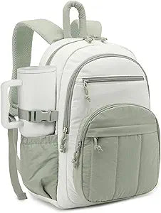 Backpack for Women, Quilted Laptop Bookbag with Pouch Pockets for College Work Travel Gym Teacher Nurses, Puffer High School Backpack for Girls
