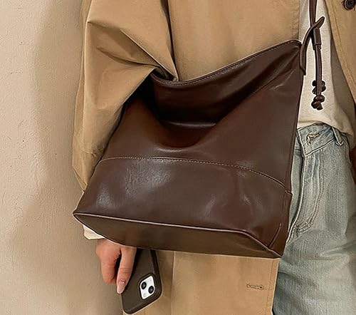 Retro Casual Bucket Tote Purses For Women Large Capacity Stylish Hobo Crossbody Shoulder Drawstring Bag Daily Commute