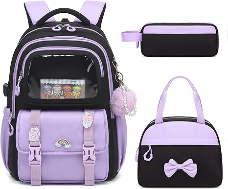 Girls Backpack, Kawaii Kids Backpacks for Girls Multiple Pockets School Bookbag for Primary Elementary School