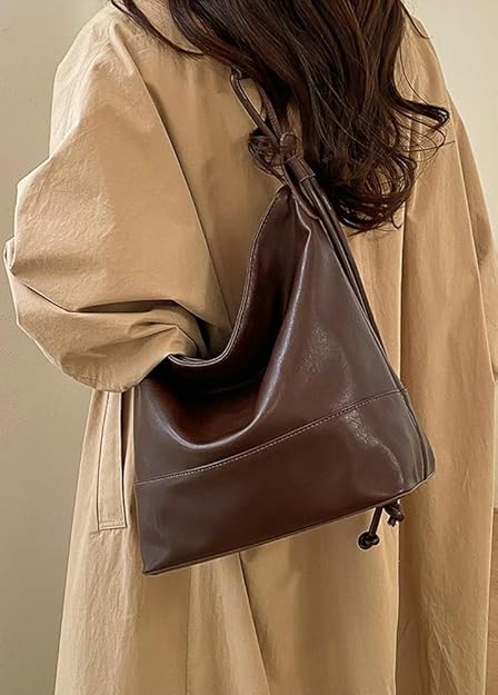 Retro Casual Bucket Tote Purses For Women Large Capacity Stylish Hobo Crossbody Shoulder Drawstring Bag Daily Commute