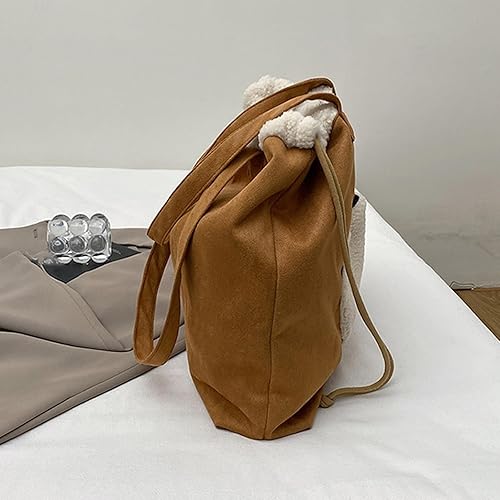 Retro Suedes Bucket Bag With Drawstring Closure Fashion Underarm Bag Shoulder Handbag For Everyday Essential