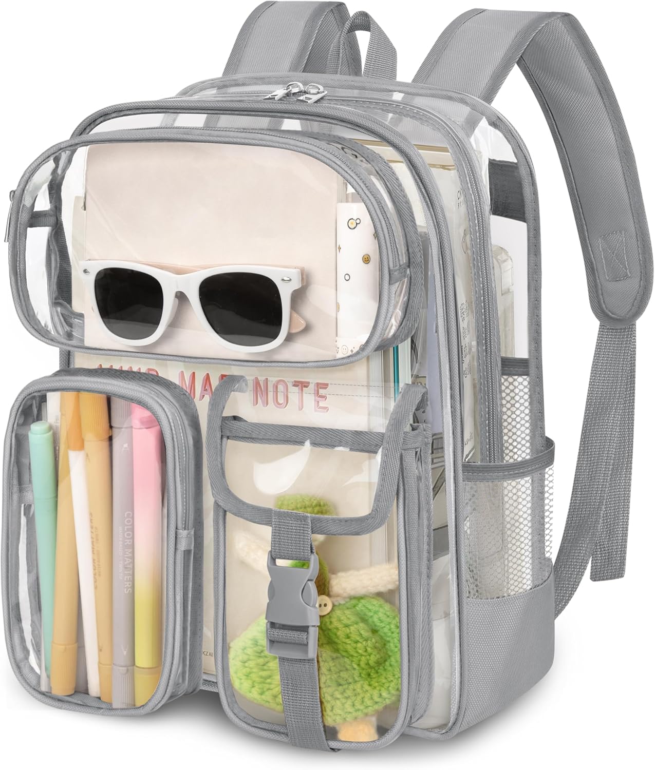 Clear Backpack for School 12 x 12 x 6, Heavy Duty PVC Transparent Bookbag with Reinforced , Clear Bag for Stadium Events Girls Boys